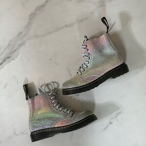 New Dr. Martens 1460 Pascal J Iridescent Rainbow Zip Boots Girls Youth 8